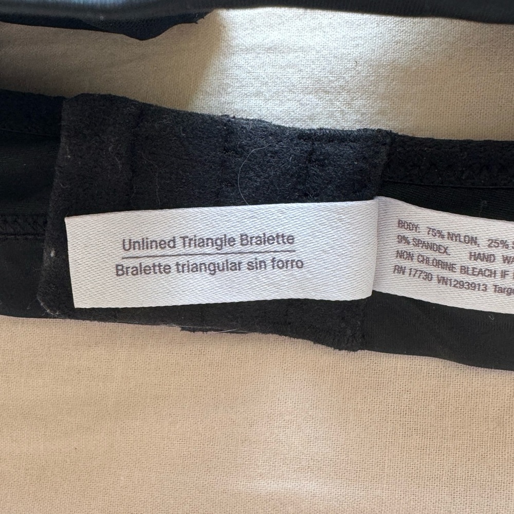 Auden | Black Triangle Bralette | Size S | Wireless Soft Stretch Everyday Bra - Picture 3 of 4
